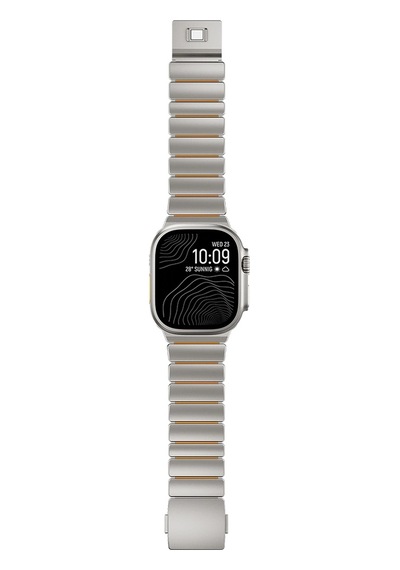 Apple Uyumlu Watch  7 45mm Zore Krd-152 Titanyum Silikon Kordon