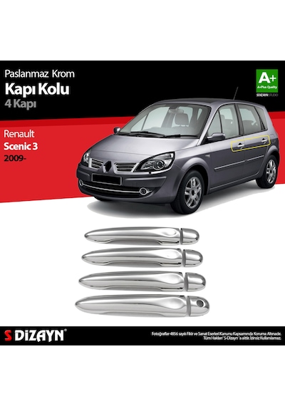 S-dizayn Renault Scenic 3 Krom Kapı Kolu 4 Prç 2010-2013