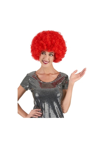 Kırmızı  Renk Kıvırcık Afro Bonus Peruk