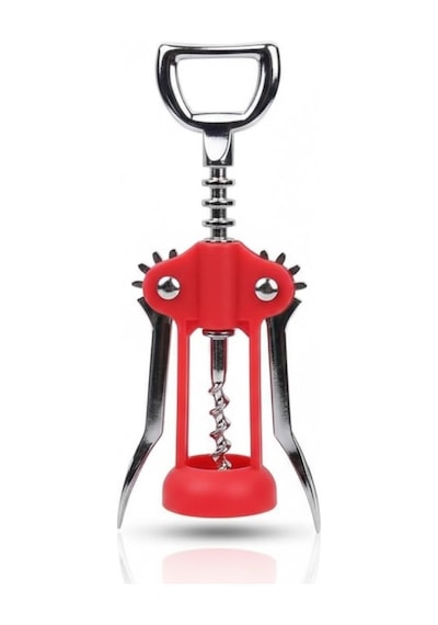 Ayrex Kırmızı Kanatlı Tirbuşon Şarap Açacağı Paslanmaz Çelik Vidalı, Ergonomik Kollu, Klasik Şişe Açac Diğer
