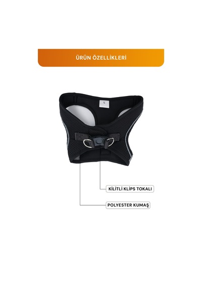 Kediler Ve Köpekler İçin Rahat, Dayanıklı Göğüs Tasması L Siyah