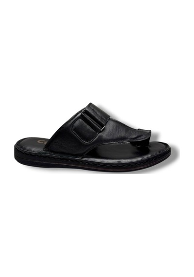 Cakgo 120-26 Hakiki Deri Ultra Soft Parmak Arası Anatomik Erkek Terlik 40-47 Siyah