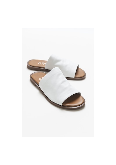 Luvishoes Clau Beyaz Kadın Deri Terlik Beyaz