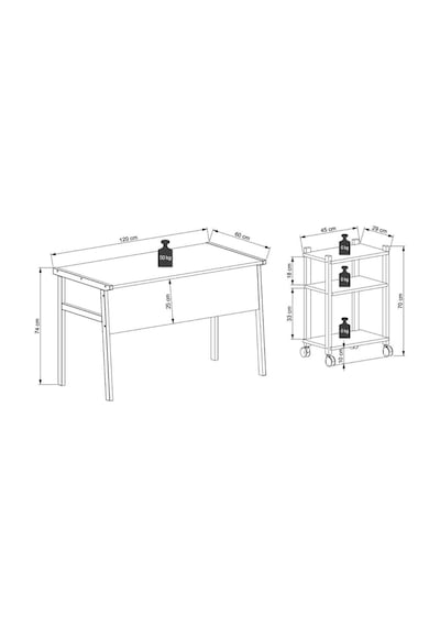 Zenith Çalışma Masası Kitaplık Takımı 120cm Beyaz Meşe