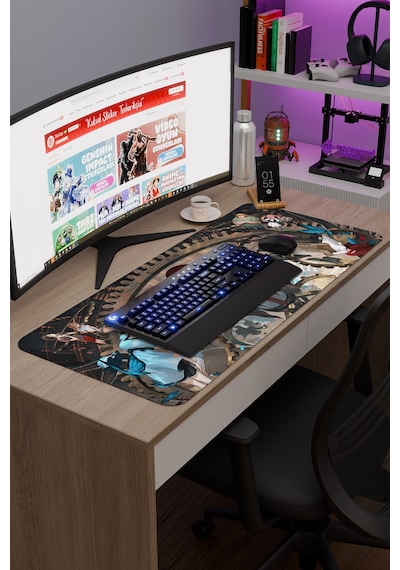 Steins Gate Kaymaz Dikişli Kauçuk Oyuncu Mousepad V5 - 90x40 Xxl Gaming Mouse Pad Fare Altlığı