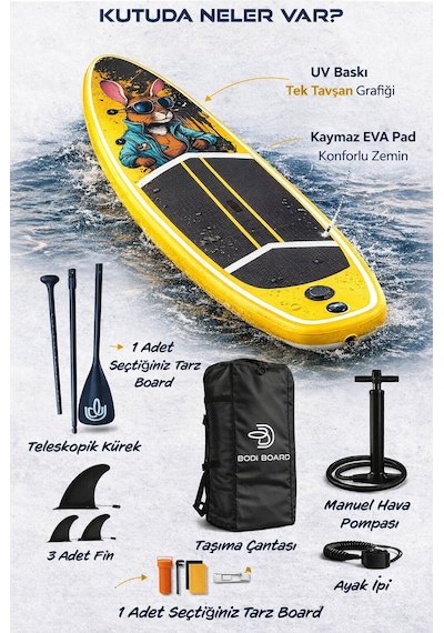 Paddle Board Sup Bodi Bunny Cool Şişme Stand 350x84x15cm Full Set