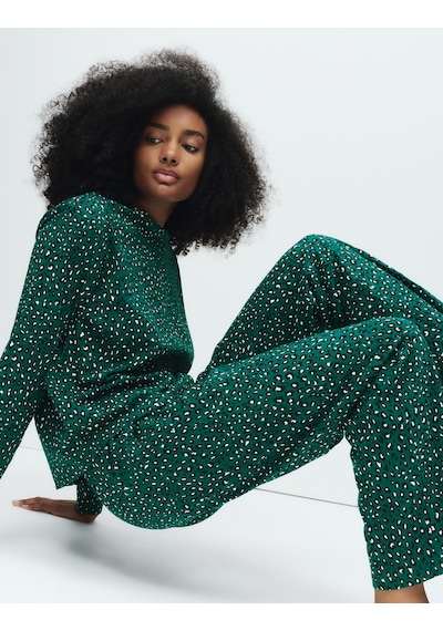 Marks & Spencer %100 Pamuklu Baskılı Pijama Takımı T37004621F Yeşil