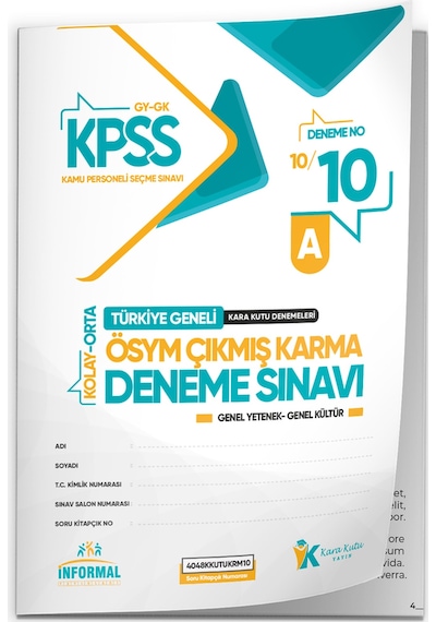 2026 KPSS ÖSYM Arşivi Çıkmış Soru Karma Genel Yetenek Genel Kültür D. Çözümlü Deneme 10/10.Kitapçık