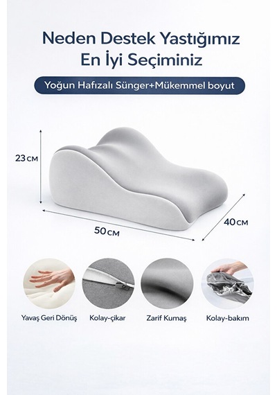 Ortopedik Eğimli Destek Yastık Baş Destek Yatak Destek Yastığı Gri