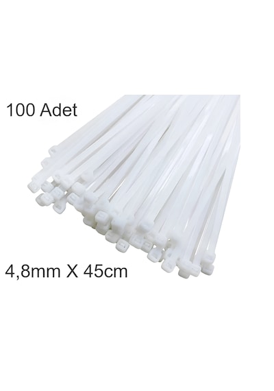 Beyaz Plastik Cırt Kelepçe 4.8x45cm Kablo Bağı Elektrik Kablosu 1