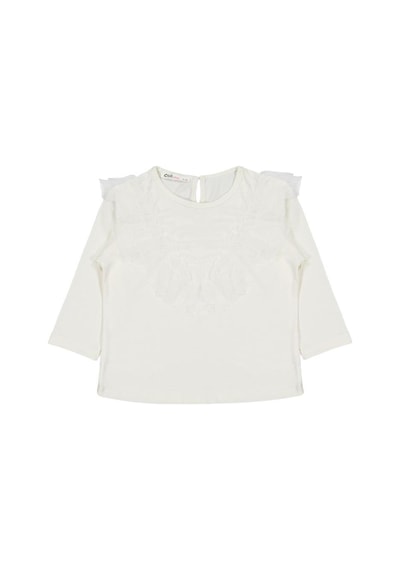 Civil Girls Tül Fırfırlı 2-5 Yaş Sweatshirt Ekru