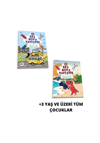 Çocuk Akademi Kes Boya Yapıştır Taşıtlar + Dinozor Kitabı