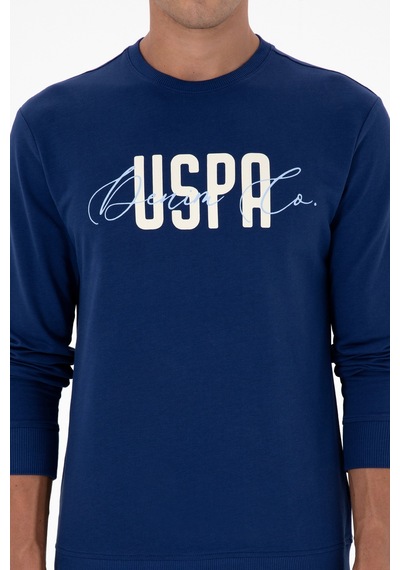 U.S. Polo Assn. Erkek Regular Fit Bisiklet Yaka İndigo İnce Sweatshirt 50315570-VR028