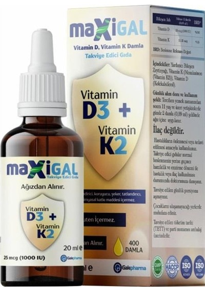 Maxigal D3 K2 Takviye Edici Gıda 20 Ml