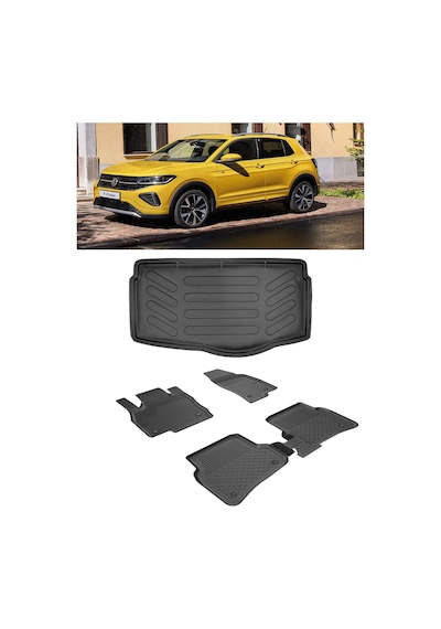 Sahler Volkswagen T-cross 2022 Ve Sonrası 4.5d Paspas 3d Rizline Alt Bagaj Havuzu Set