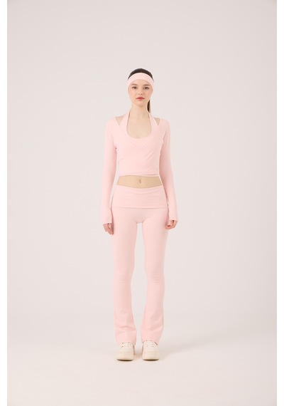 Holly Lolly Beli Kıvrımlı Flare Ellen Tayt Pantolon Pembe