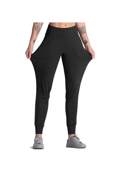 Winmoda34 Kadın Siyah Yüksek Bel Jogger Eşofman Altı Joggers Siyah