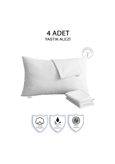 Vionel Home %100 Pamuklu 4’lü Yastık Alezi Yastık Kılıfı Su - Sıvı Geçirmez 50 x 70 CM