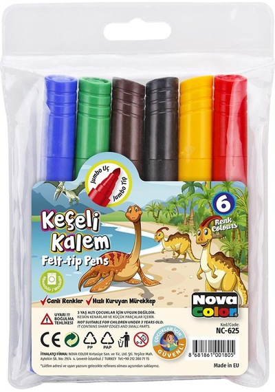 Nova Color Jumbo Keçeli Kalem 6 Renk Nc-625 Diğer