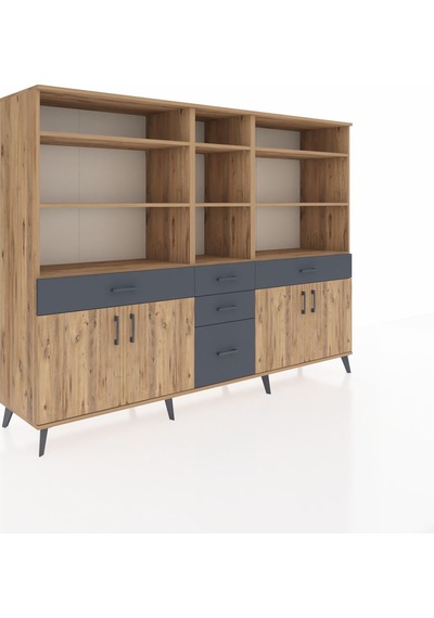 Hyperion Dolap 11 Raflı 5 Çekmeceli 4 Kapaklı 220x44x163 Çam-çam/ Çam-çam/antrasit Hyperion Dolap 11 Raflı 5 Çekmeceli 4 Kapaklı 220x44x163 Çam-çam/ Çam-çam/antrasit