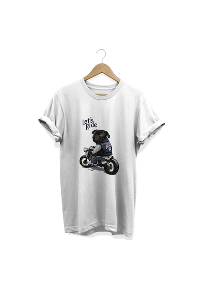 Let's Ride Baskılı Beyaz T-shirt Beyaz
