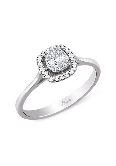 Modern Tasarım 0.08 Ct Baget Kare Tektaş Yüzük