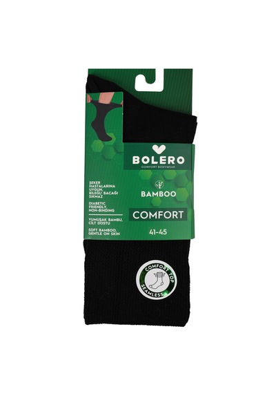 Bolero B27 Unisex Bambu Diyabetik Şeker Çorabı Siyah