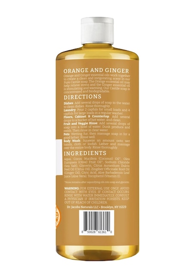 Dr. Jacobs Naturals Portakal Ve Zencefil Özlü Çok Amaçlı Bitkisel Kastil Sabun 946ml
