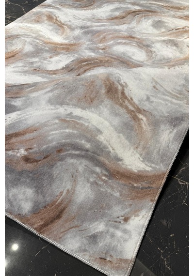 Villadia Home Textile Kaymaz Taban Modern Desen Halı Yolluk Leke Tutmaz Kolay Temizlenir Koridor Salon Yatak Mutfak Odası Vd4044vizon Vizon