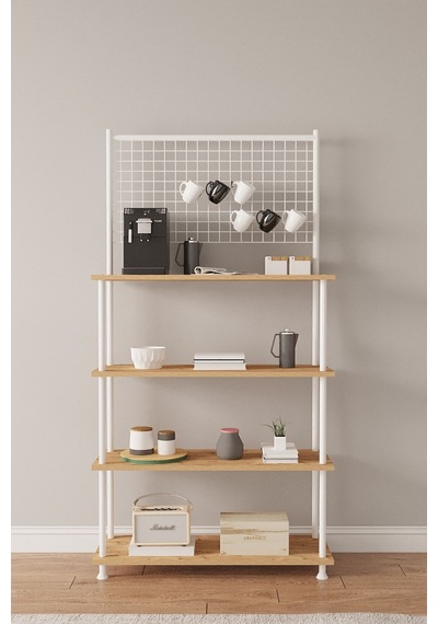 Çevir Kur Atlantik Çam 4 Raflı Beyaz Kahve Köşesi Dolabı Mutfak Düzenleyici, Stand, 71x167x35 Cm Atlantik Çam Çevir Kur Atlantik Çam 4 Raflı Beyaz Kahve Köşesi Dolabı Mutfak Düzenleyici, Stand, 71x167x35 Cm Atlantik Çam