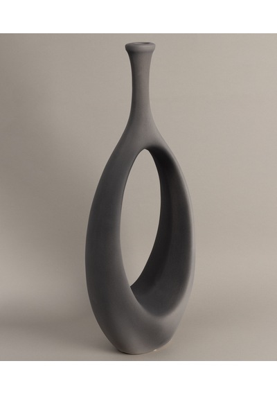 Koza Home Gracil Özel Taş Doku Gri İskandinav Seramik Vazo 20x5x55cm 6267 Standart