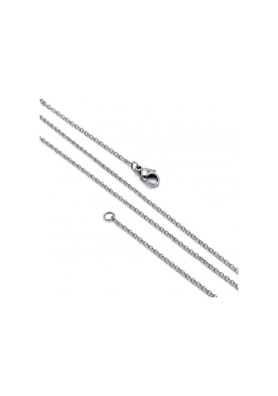 Premium Parlak Ve Şık İnce Rulo Halka Tekli Erkek 316l Çelik Kolye 1mm 55cm 3183eck050 - Gümüş Renk