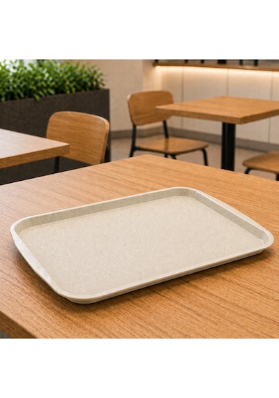 6 Adet Abs Servis Tepsisi Kaymaz Yüzeyli 27x36 Cm Kırçıllı Bej Endüstriyel Kullanıma Uygun, Kırılmaz, Bpa Free 7 Renk Seçenekli