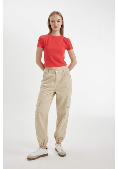 DeFacto Coool Jogger Pantolon Gabardin KumaşNormal Bel Basic Düz Kargo Cepli B0454AX24AUBG737
