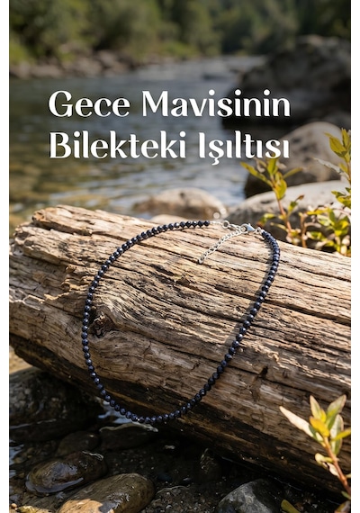 Lacivert Yıldız Taşı Faset Kesim Kolye 3 Mm Paslanmaz Çelik