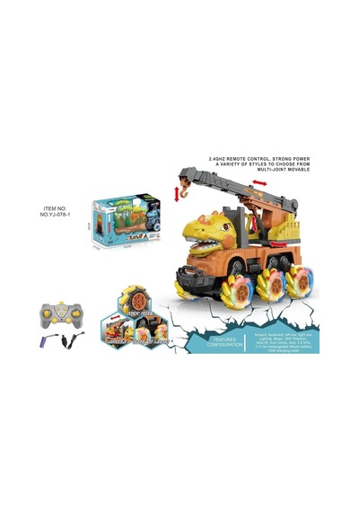 Yj-078-1 Uzaktan Kumandalı Full Fonksiyon 2.4g Dinozor Kamyon Vinç -vardem