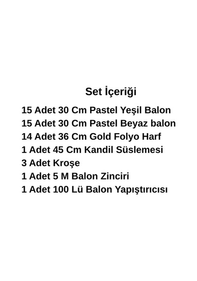Hatim Töreni Temalı Gold Folyo Harf Yeşil Beyaz Balonlu Hatim Kutlaması Süsü Beyaz - Yeşil