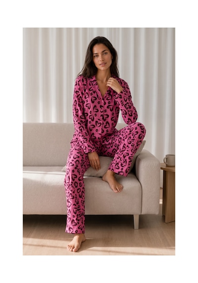 Fit Women Kadın Desenli Basic Kış Lila Pijama Takımı