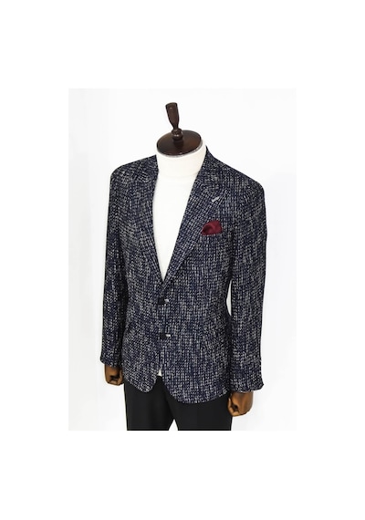 Wessi Desenli Slim Fit Spor Lacivert Erkek Ceket - Wessi Lacivert