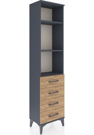 Arges Dolap 3 Raflı 4 Çekmeceli 44x30x182 Antrasit-çam Antrasit