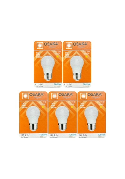 5 Adet Osaka 7w 50w Sarı Işık E27 Duylu Kalın Duy Led Mini Ampul