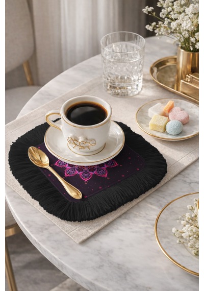 Mandala Motifli Saçaklı Dekor Peçetesi - Bohem Enerjik Mor Siyah Püsküllü Bardak Altlığı Mendil Okyanus Koyu Taba Mandala Motifli Saçaklı Dekor Peçetesi - Bohem Enerjik Mor Siyah Püsküllü Bardak Altlığı Mendil Okyanus Koyu Taba