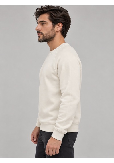 We&me Erkek Pike Kumaş Reglan Kol Bisiklet Yaka Regular Fit Sweatshirt Ekru