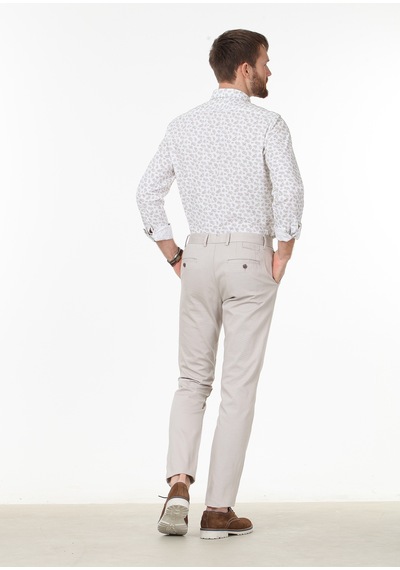 Ramsey Bej Dokuma Regular Fit Casual Pamuk Karışımlı Pantolon