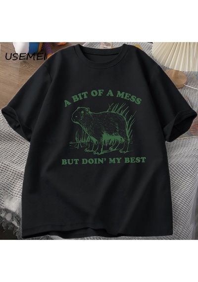 Flood Of Style Bir Karışıklık Ama En İyi Kapibara T-shirt Erkekler Vintage Tshirt Garip Rahat Pa Siyah Flood Of Style Bir Karışıklık Ama En İyi Kapibara T-shirt Erkekler Vintage Tshirt Garip Rahat Pa Siyah