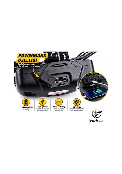 Small Sun Sm-f786t 30w 3000 Lümen Zoomlu Sensörlü Şarjlı Kafa Feneri Yedek Bataryalı Siyah