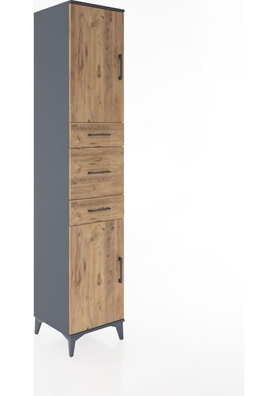 Hyperion Dolap 3 Raflı 3 Çekmeceli 2 Kapaklı 44x44x221 Antrasit-çam Antrasit