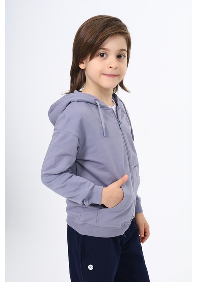 Toontoy Kids Toontoy Erkek Çocuk Baskılı Hırka Koyu Gri