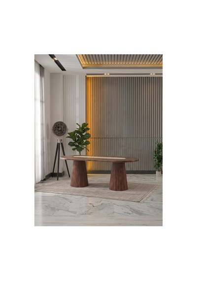 Aura Bohem Çift Renk Mebran Mdf 90x180 Masa Barok/traverten Barok/traverten