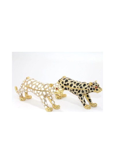 Swaroski Taşlı Tekli Leopar Dekoratif Obje 14x5 Cm